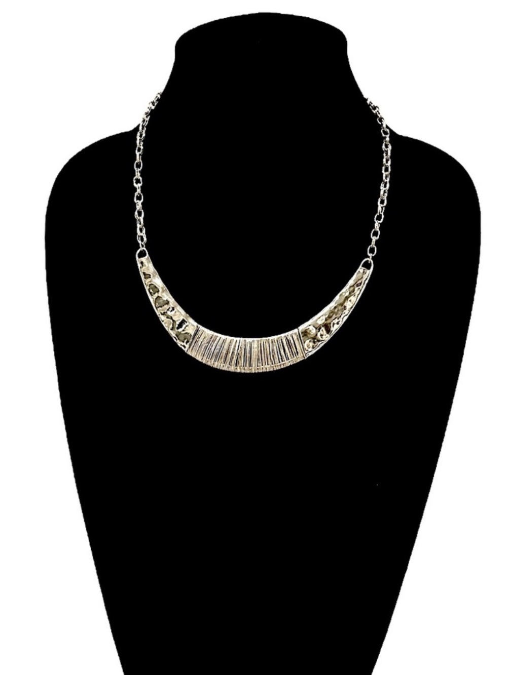 CHICO’s Sculptural Wire-Wrapped Silver Collar Necklace | NEW